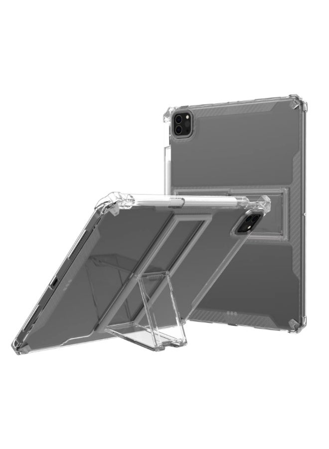 for IPad Pro 2024 7th 13-Inch Case Cover,Transparent flash ultra-thin shockproof hard protective cover with bracket, built-in bracket, TPU inner bumper，Clear - Image 2