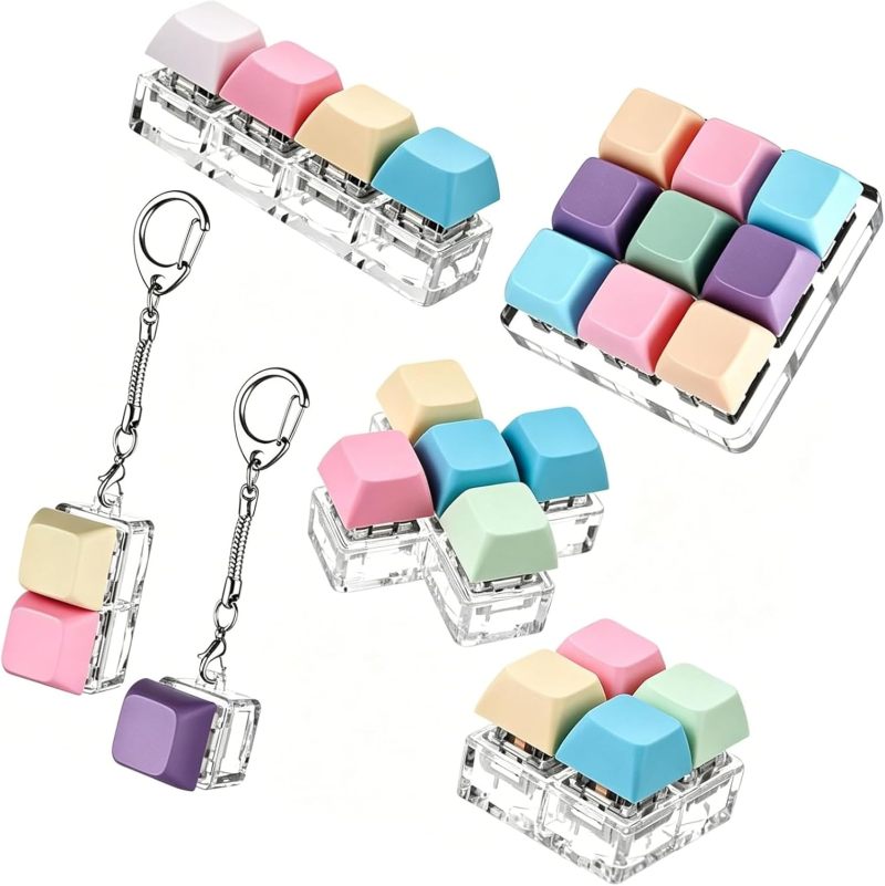 Stress Relief Toy: Macarons-G 6-Piece Set Effortless Sensory Calm - Mechanical Keyboard Clicker Toy for Office Workers, Students and On-The-Go Use - Image 1