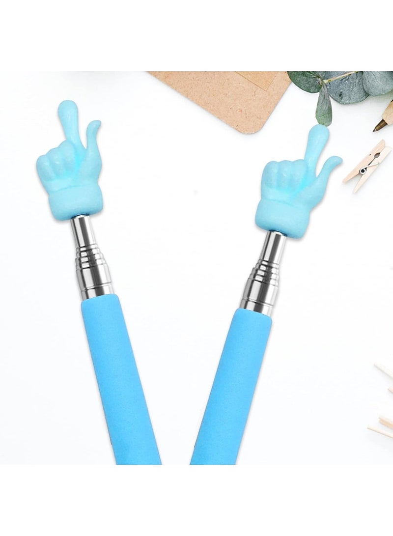 Meetion 2 Pcs Telescopic Teacher Pointer Finger, Mini Extendable Pointer Teacher Pointers for Classroom, Retractable Hand Pointer Finger Pointer Stick Elementary School Kindergarten Teacher Supplies (Blue) - Image 3