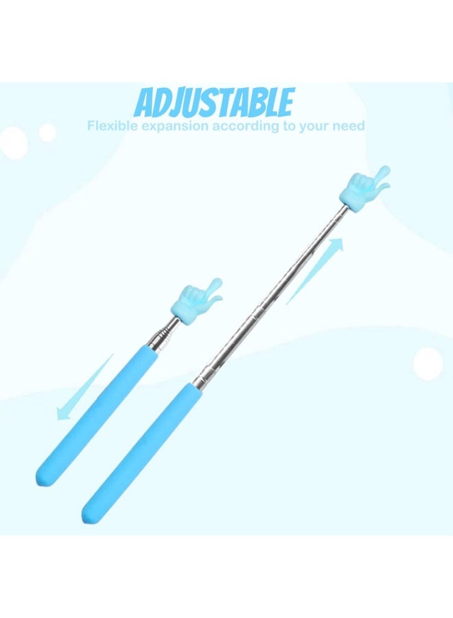 Meetion 2 Pcs Telescopic Teacher Pointer Finger, Mini Extendable Pointer Teacher Pointers for Classroom, Retractable Hand Pointer Finger Pointer Stick Elementary School Kindergarten Teacher Supplies (Blue) - Image 2