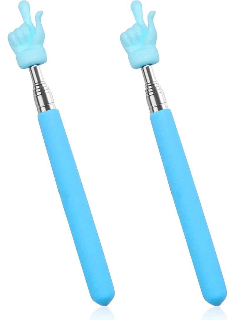 Meetion 2 Pcs Telescopic Teacher Pointer Finger, Mini Extendable Pointer Teacher Pointers for Classroom, Retractable Hand Pointer Finger Pointer Stick Elementary School Kindergarten Teacher Supplies (Blue) - Image 1