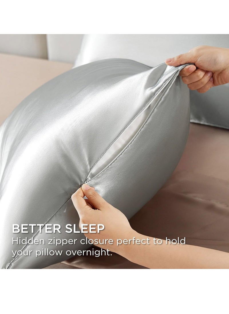 Bukela 100% Natural Pure Mulberry Silk Pillowcase for Hair and Skin, Hypoallergenic, Highest Grade Natural Silk Pillow Case with Hidden Zipper (1pcs,Standard 48x74cm, Silver Grey)  - Image 2