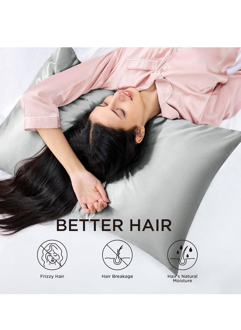 Bukela 100% Natural Pure Mulberry Silk Pillowcase for Hair and Skin, Hypoallergenic, Highest Grade Natural Silk Pillow Case with Hidden Zipper (1pcs,Standard 48x74cm, Silver Grey)  - Image 3