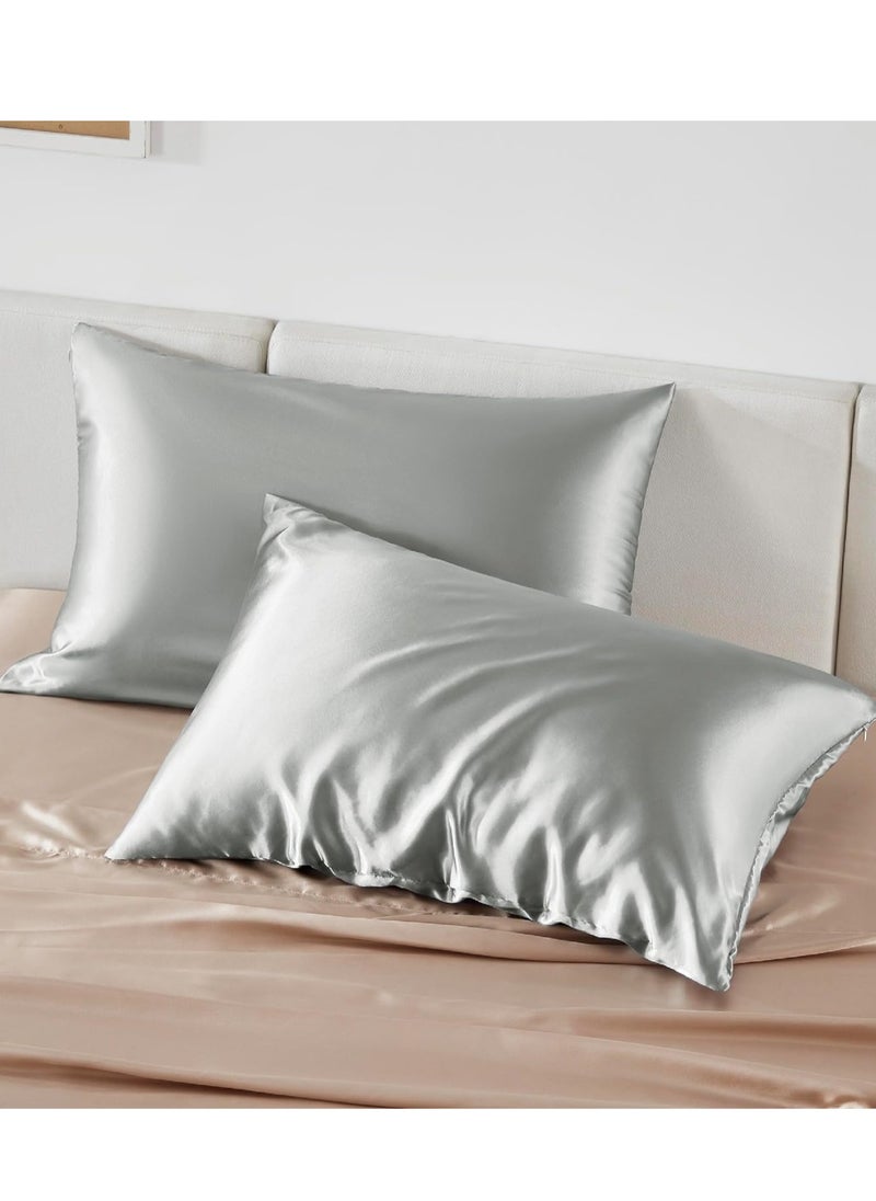 Bukela 100% Natural Pure Mulberry Silk Pillowcase for Hair and Skin, Hypoallergenic, Highest Grade Natural Silk Pillow Case with Hidden Zipper (1pcs,Standard 48x74cm, Silver Grey)  - Image 4