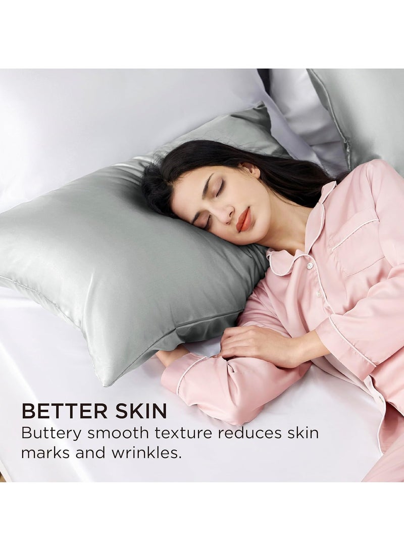 Bukela 100% Natural Pure Mulberry Silk Pillowcase for Hair and Skin, Hypoallergenic, Highest Grade Natural Silk Pillow Case with Hidden Zipper (1pcs,Standard 48x74cm, Silver Grey)  - Image 5