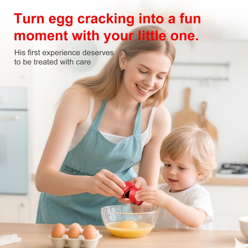 PowCube Egg Cracker, Silicone Egg Shell Opener, Cute Egg Shaped Design, Opens Eggs with Ease, A Little Happiness Boost for Your Kitchen. (3-Packâ€“Green, Red, Yellow) - Image 5