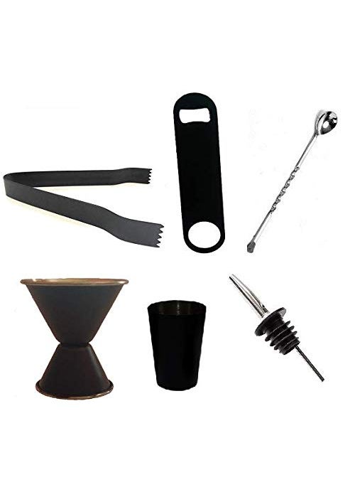 Dynore Dynore Stainless Steel Set of 6 Black bar AccessoriesBlack  - Image 1