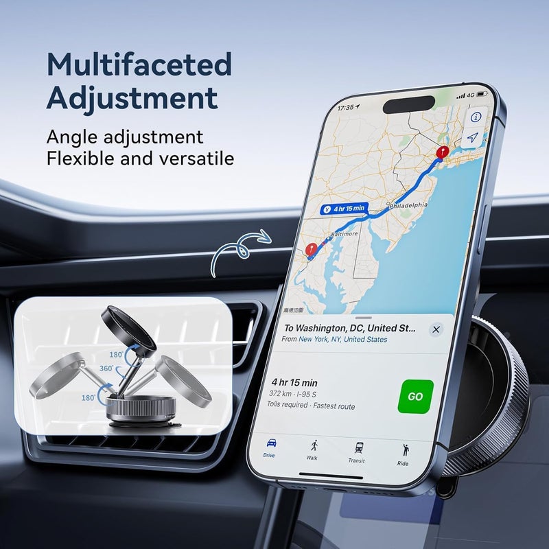 sheful Magnetic Car Phone Holder, 360° Adjustable Suction Mount, Vacuum Suction Magnet Phone Stand for Car, Smooth Surface, Travel & Gym, Compatible with iPhone 16 Pro Max/15/14/13 - Image 5