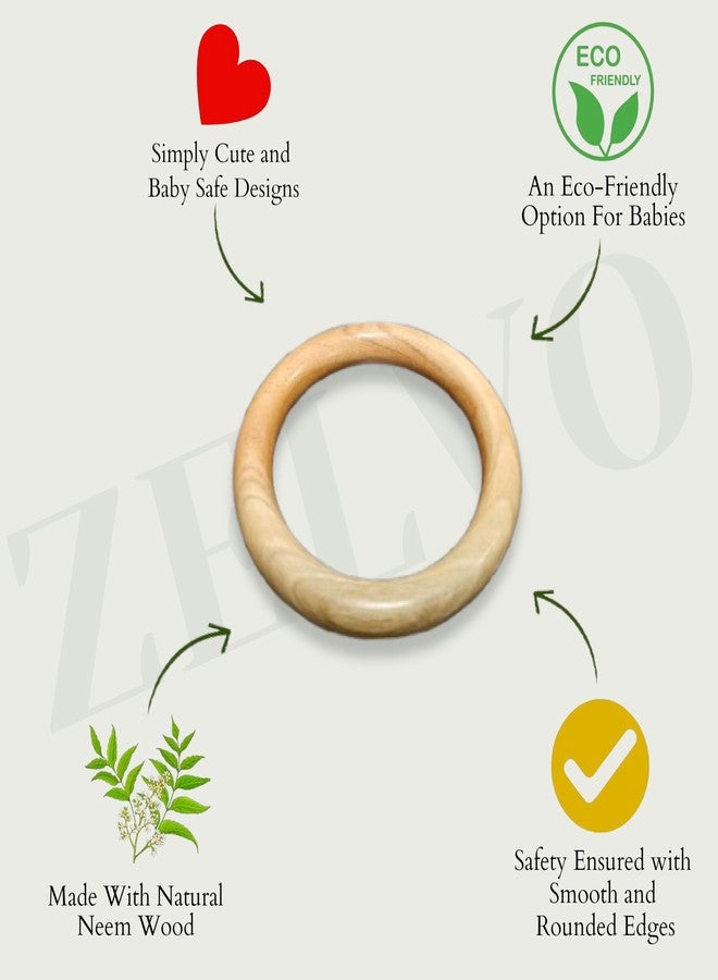 ZELVO Neem Wood Teether Baby Teething Set, Natural Ring and Stick Teether for 6 to 12 Months Baby | Neem Wood That Helps Boost Immunity | Teething Toys for Babies, 2 Pieces | - Image 3