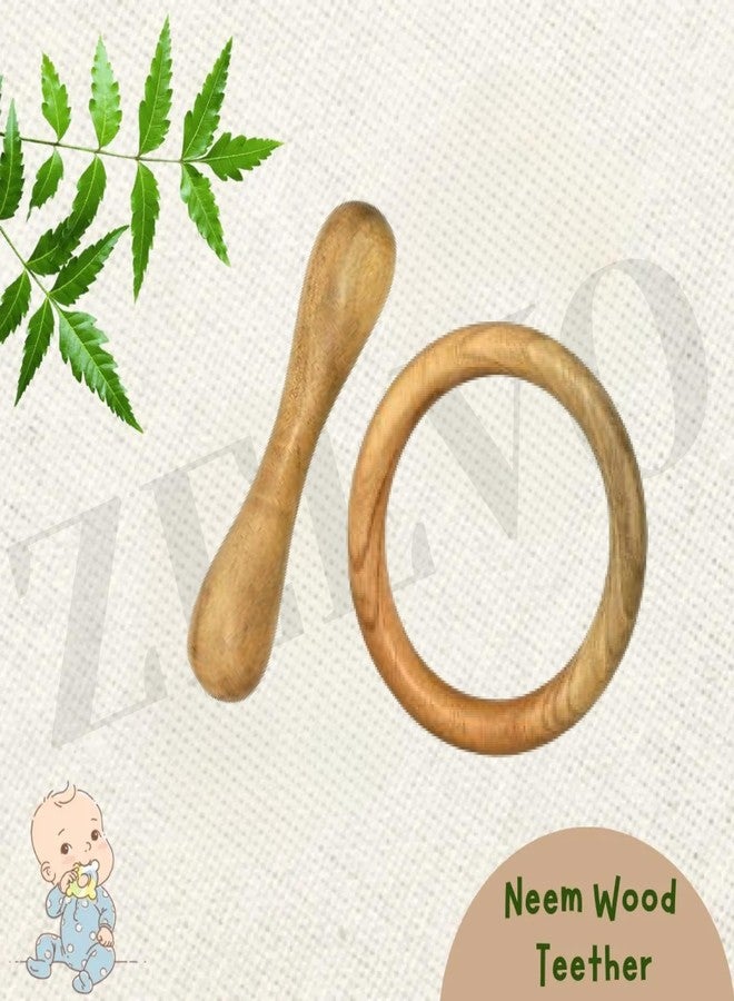 ZELVO Neem Wood Teether Baby Teething Set, Natural Ring and Stick Teether for 6 to 12 Months Baby | Neem Wood That Helps Boost Immunity | Teething Toys for Babies, 2 Pieces | - Image 4