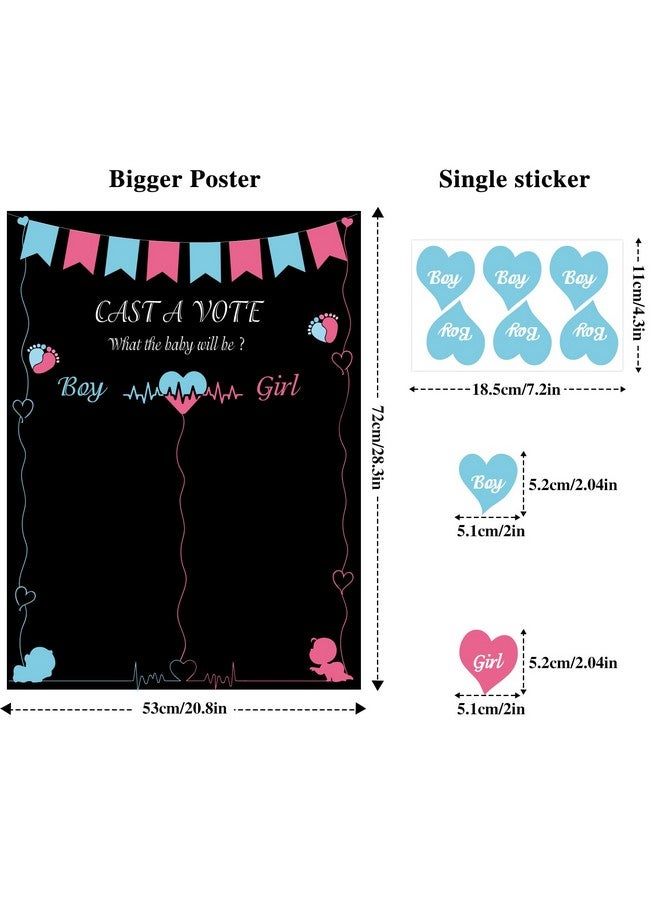 أستارون ديكورات نادرة من ASTARON للكشف عن جنس الطفل، لعبة الكشف عن جنس الطفل، 72 قطعة من الملصقات، التصويت على ذكر أو أنثى، لوازم الحفلات للكشف عن جنس الطفل - Image 2