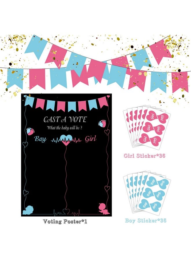 أستارون ديكورات نادرة من ASTARON للكشف عن جنس الطفل، لعبة الكشف عن جنس الطفل، 72 قطعة من الملصقات، التصويت على ذكر أو أنثى، لوازم الحفلات للكشف عن جنس الطفل - Image 3