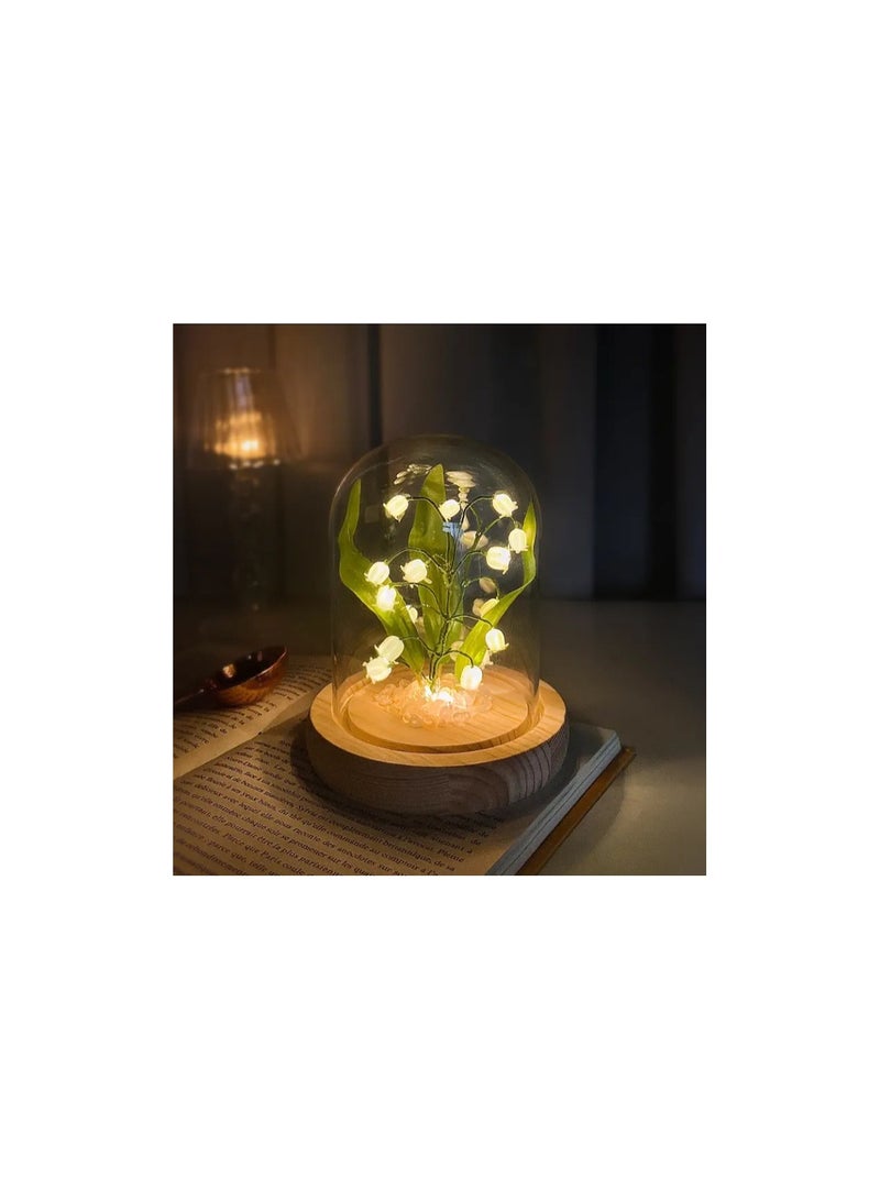 Altheqa Lily of The Valley Flower Gifts for Women Glass Flowers Lily of The Valley Flower Décor Flower Lamp - Image 3