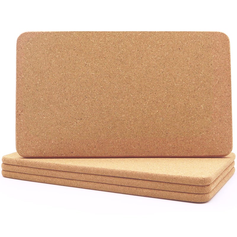 KITLAB Cork Trivet High Density Fine Particle Thick Cork Trivets for Hot Dishes 12 x 7 Inch Heat Resistant Cork Coaster Rectangle Cork Placemats Cork Hot Pads for Kitchen 4 Pcs