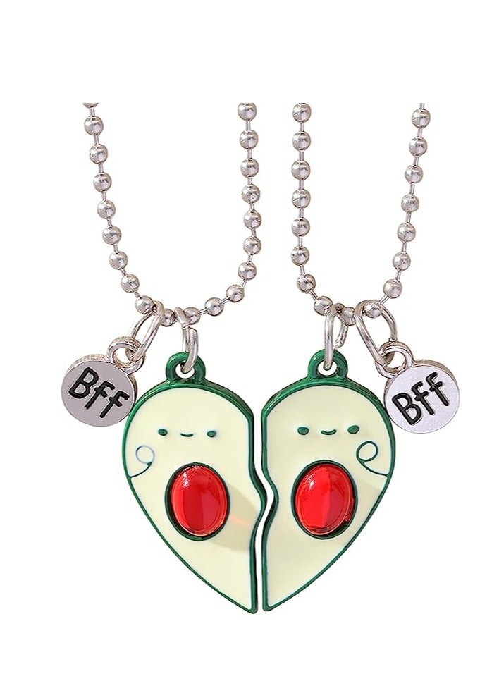 SYOSI Avocado Necklace, Friendship Necklace for 2, BFF Necklace Pendant with Avocado Heart,  Magnet Attraction Good friend BFF Double Necklace, Cartoon necklace for kids - Image 1