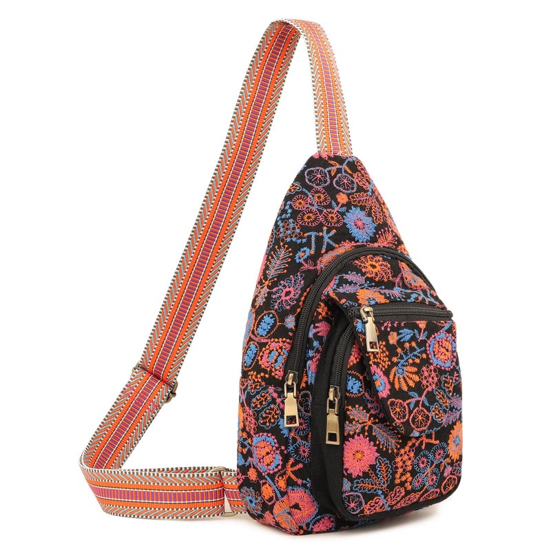 SILKAREA Vintage Embroidered Floral Ethnic Backpack for Women Handbag Shoulder Bag Mini Travel Purse (Embroidered Red) - Image 1