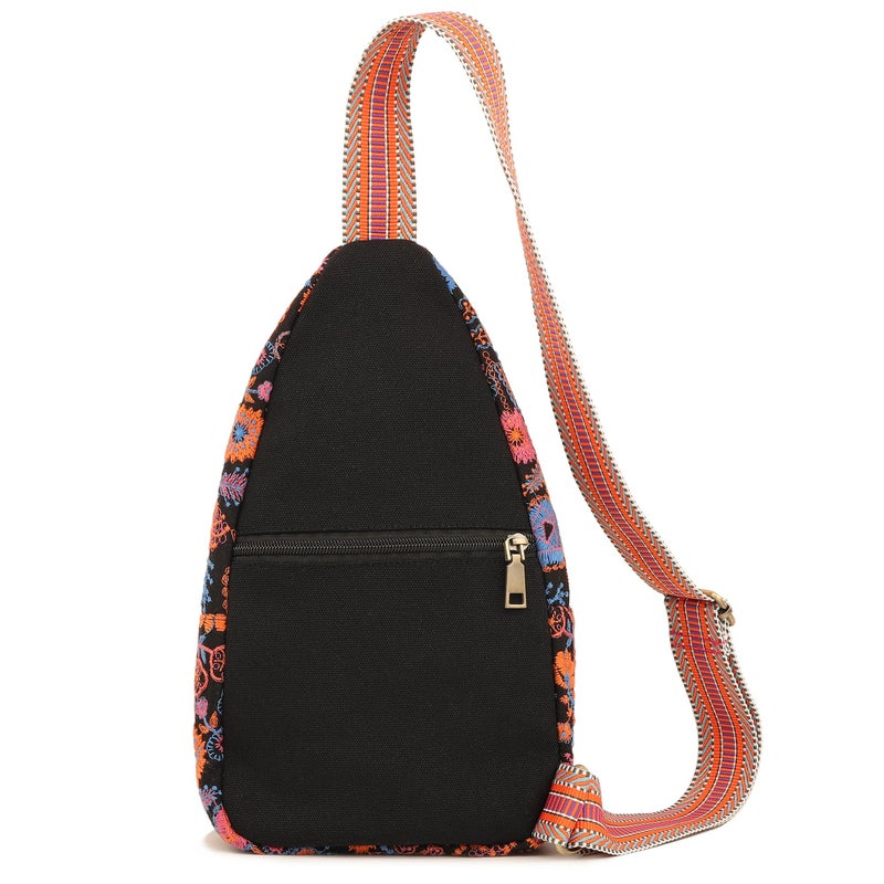 SILKAREA Vintage Embroidered Floral Ethnic Backpack for Women Handbag Shoulder Bag Mini Travel Purse (Embroidered Red) - Image 4