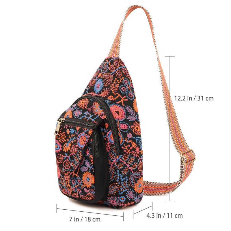 SILKAREA Vintage Embroidered Floral Ethnic Backpack for Women Handbag Shoulder Bag Mini Travel Purse (Embroidered Red) - Image 2