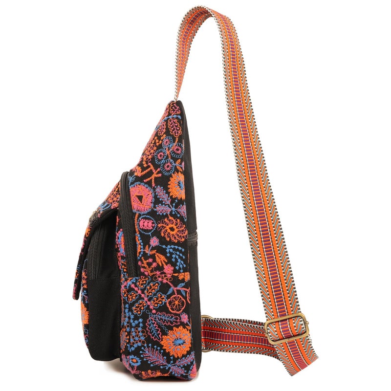 SILKAREA Vintage Embroidered Floral Ethnic Backpack for Women Handbag Shoulder Bag Mini Travel Purse (Embroidered Red) - Image 3