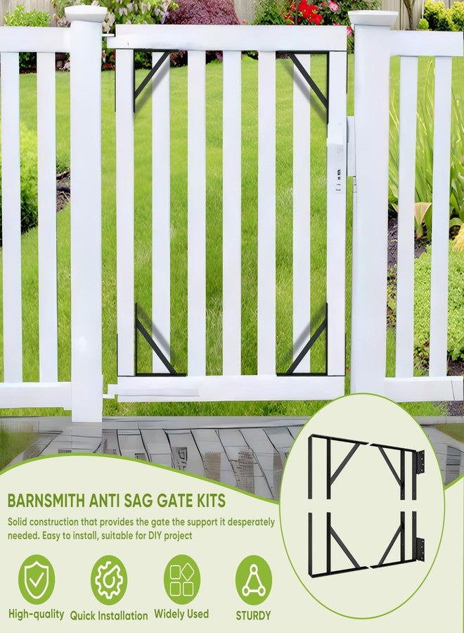 BarnSmith Heavy Duty Anti-Sag Gate Hardware Kit - Steel Brackets with Welded Hinges for Wooden Fence, Driveway, Corral Gates - Fence Gate Kit, Gate Hinges (Door Not Included) - Image 2
