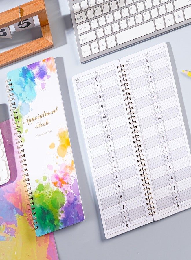 MaaIbok Appointment Book - Salon Appointment Book, 11.5" x 4.7", Hourly Planner, 2 Columns, Undated, 6 AM - 9 PM, Spiral Bound, 200 Pages, Colorful - Image 2