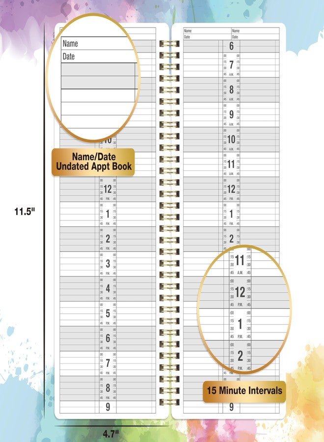 MaaIbok Appointment Book - Salon Appointment Book, 11.5" x 4.7", Hourly Planner, 2 Columns, Undated, 6 AM - 9 PM, Spiral Bound, 200 Pages, Colorful - Image 3