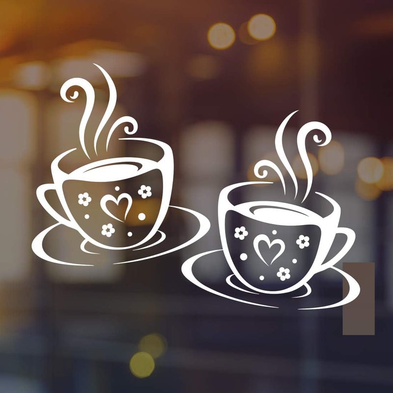 Wall4Stickers Cups stickers wall art kitchen vinyl coffee decal decor cup white tile transfers decals sticker quote decoration tea cafe home love room mirror living cupboard kitchens tiles decorations wall transfer - Image 1