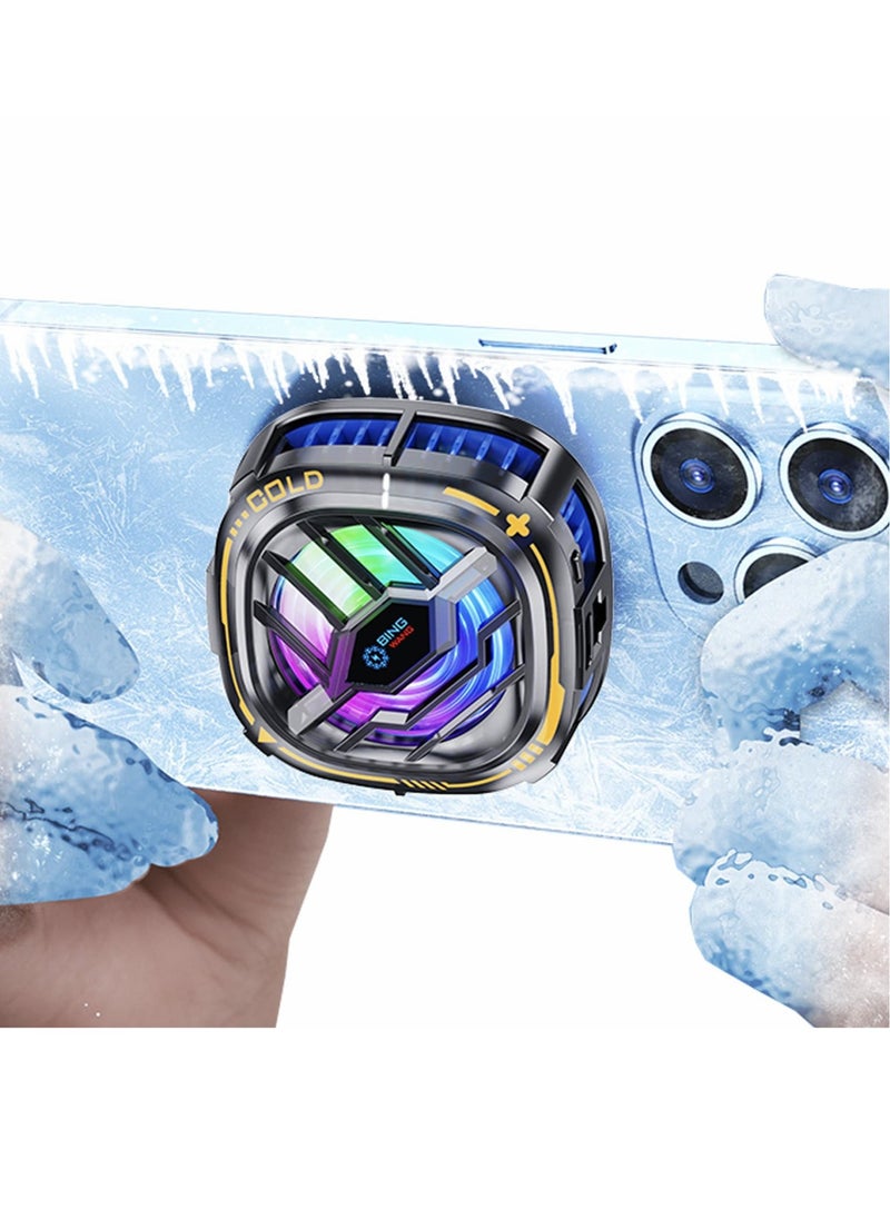 Generic Magnetic Cell Phone Cooler, RGB Phone Cooling Fan with Semi-Conductor Cooling Chip, Cellphone Radiator with Temperature Display for Mobile Gaming,Tiktok Live Streaming  - Image 1
