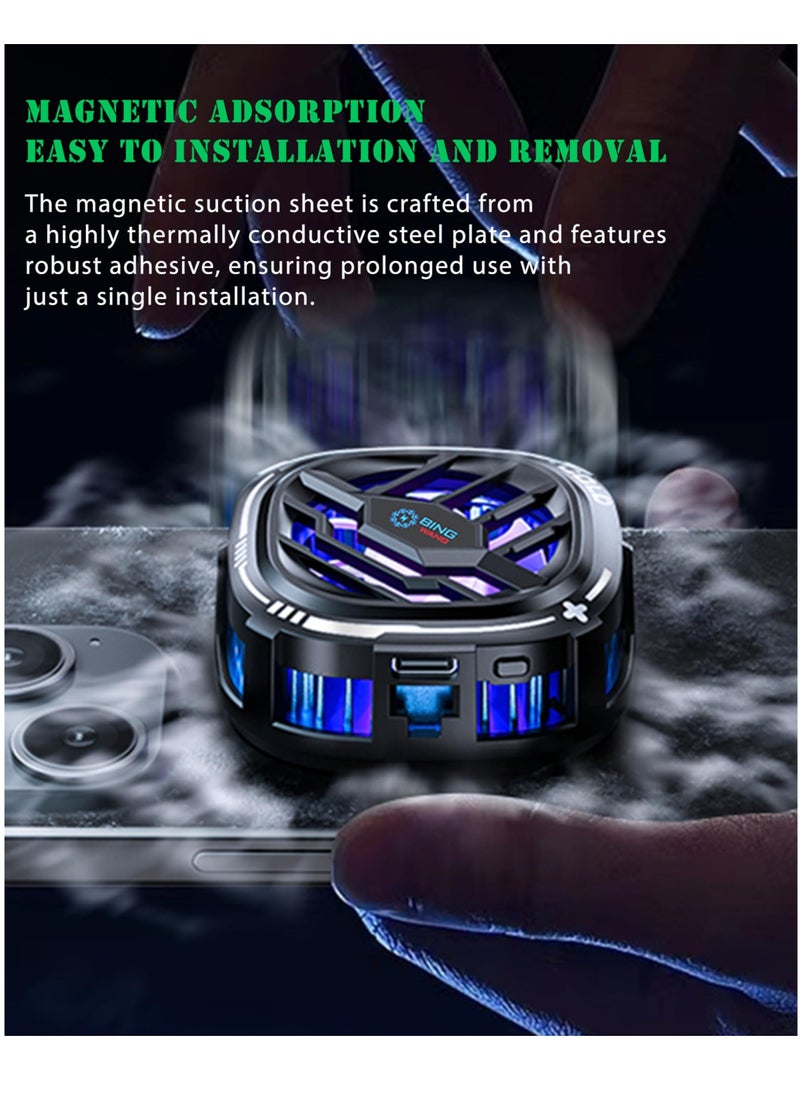 Generic Magnetic Cell Phone Cooler, RGB Phone Cooling Fan with Semi-Conductor Cooling Chip, Cellphone Radiator with Temperature Display for Mobile Gaming,Tiktok Live Streaming  - Image 3