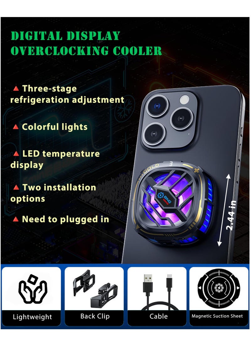 Generic Magnetic Cell Phone Cooler, RGB Phone Cooling Fan with Semi-Conductor Cooling Chip, Cellphone Radiator with Temperature Display for Mobile Gaming,Tiktok Live Streaming  - Image 5