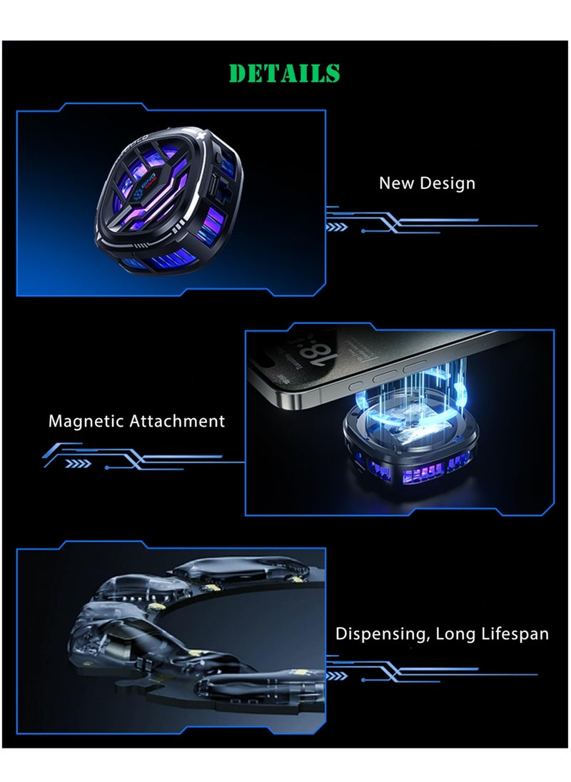 Generic Magnetic Cell Phone Cooler, RGB Phone Cooling Fan with Semi-Conductor Cooling Chip, Cellphone Radiator with Temperature Display for Mobile Gaming,Tiktok Live Streaming  - Image 4