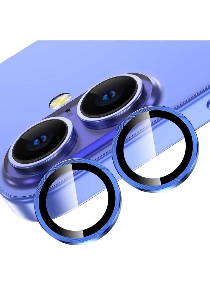Camera Lens Protector for iPhone 16 Plus/iPhone 16, Shatterproof, Ultra-thin Aluminum Alloy Ring, Camera Lens Protective Film, (Blue) - Image 1