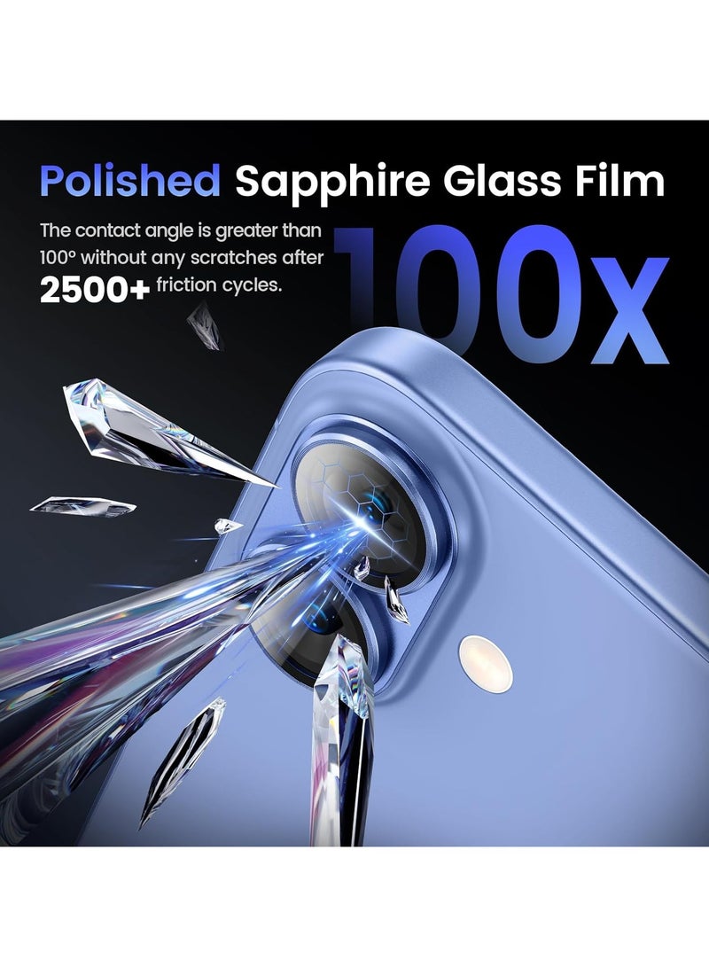 Camera Lens Protector for iPhone 16 Plus/iPhone 16, Shatterproof, Ultra-thin Aluminum Alloy Ring, Camera Lens Protective Film, (Blue) - Image 4