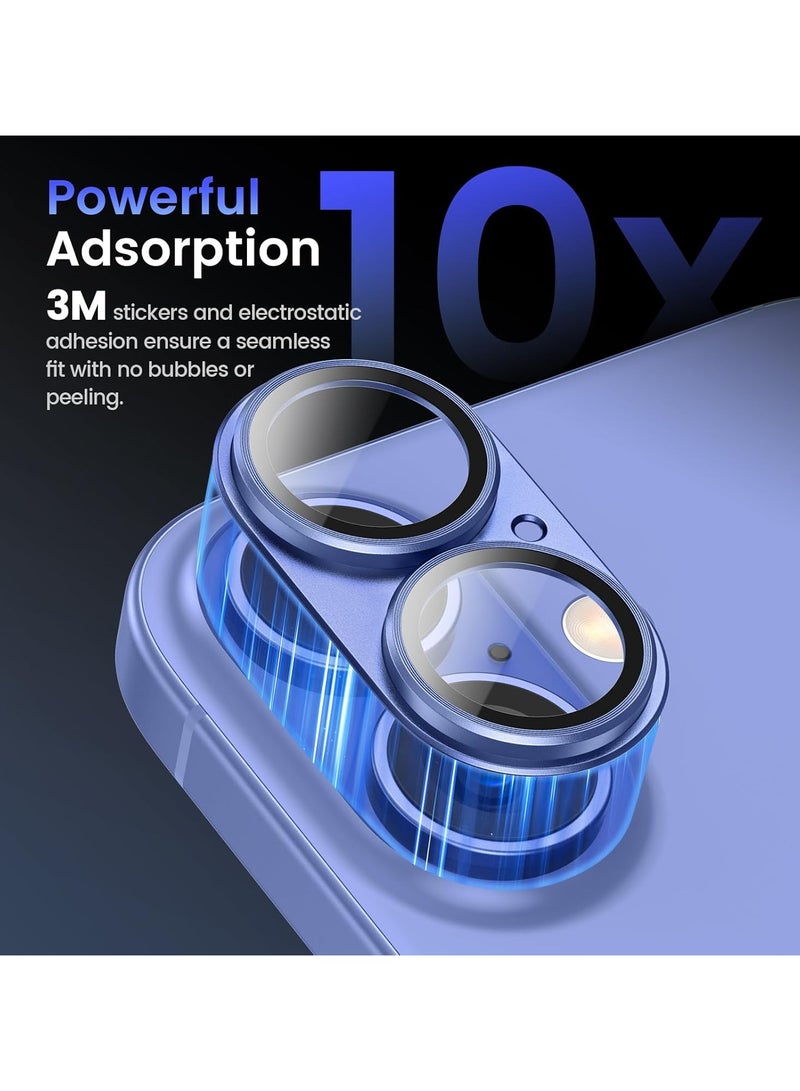 Camera Lens Protector for iPhone 16 Plus/iPhone 16, Shatterproof, Ultra-thin Aluminum Alloy Ring, Camera Lens Protective Film, (Blue) - Image 5