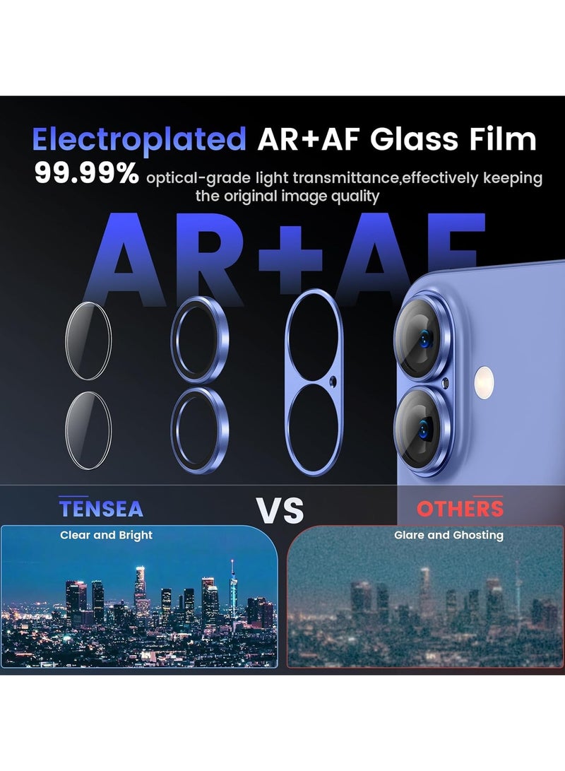 Camera Lens Protector for iPhone 16 Plus/iPhone 16, Shatterproof, Ultra-thin Aluminum Alloy Ring, Camera Lens Protective Film, (Blue) - Image 3