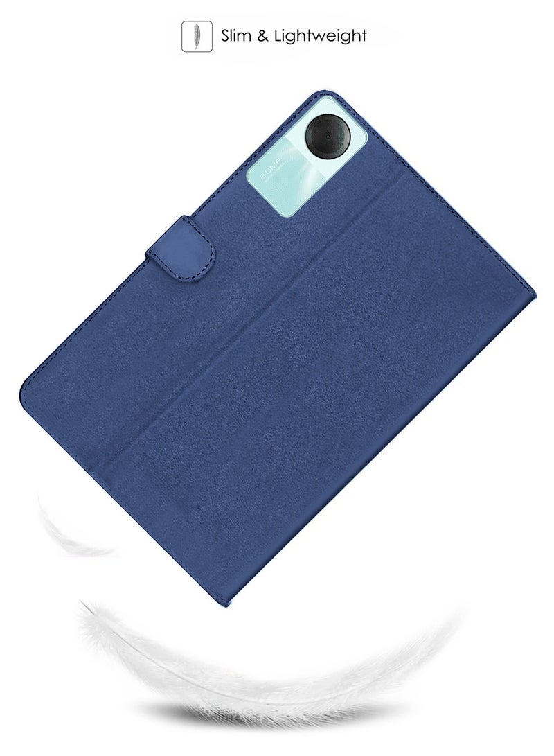 OMAKER حافظة ذكية قابلة للطي من الجلد عالي الجودة تغطي بالكامل مع قاعدة مغناطيسية لجهاز Xiaomi Redmi Pad SE 11 بوصة 2023 - أزرق داكن - Image 4