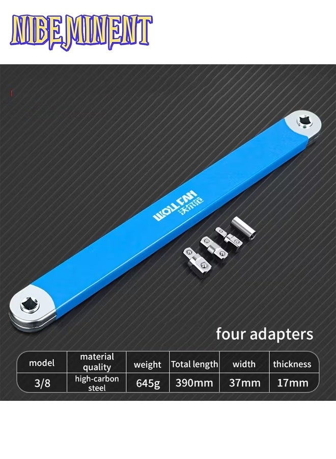 NIBEMINENT Multifunctional Extension Wrench with Ratchet Mechanism, Dual-Use Quick Socket Set, 2-in-1, with 1/2", 1/4" and 3/8" Square Drive Adapters, Automotive Tool, Car Repair, Mechanic Tools, Heavy-Duty（Blue） - Image 4