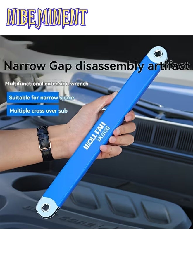 NIBEMINENT Multifunctional Extension Wrench with Ratchet Mechanism, Dual-Use Quick Socket Set, 2-in-1, with 1/2", 1/4" and 3/8" Square Drive Adapters, Automotive Tool, Car Repair, Mechanic Tools, Heavy-Duty（Blue） - Image 3
