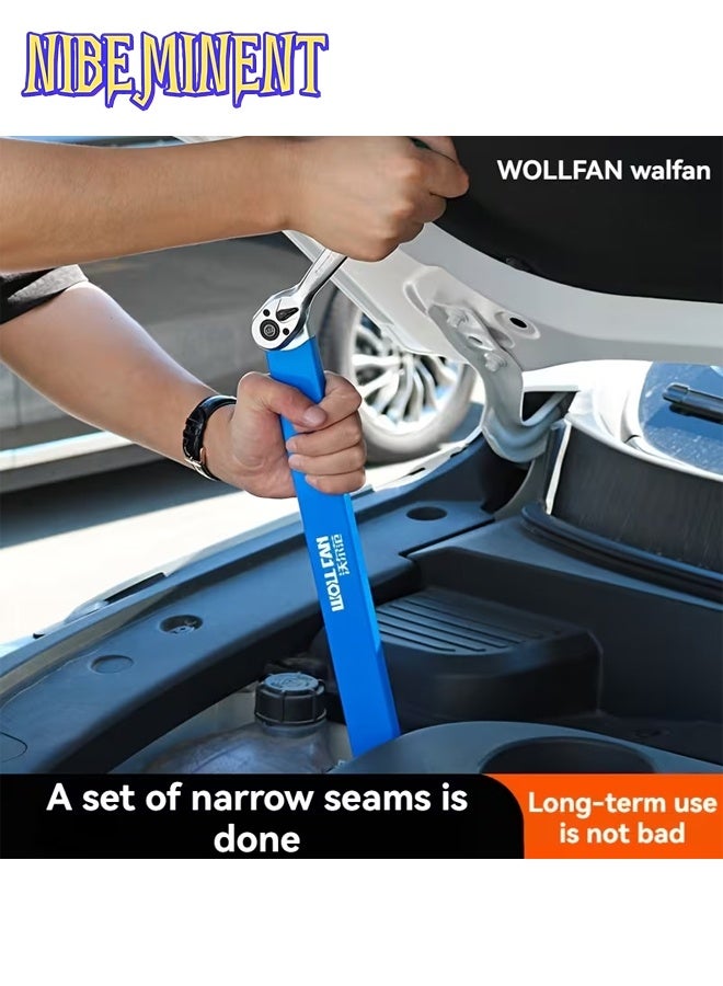 NIBEMINENT Multifunctional Extension Wrench with Ratchet Mechanism, Dual-Use Quick Socket Set, 2-in-1, with 1/2", 1/4" and 3/8" Square Drive Adapters, Automotive Tool, Car Repair, Mechanic Tools, Heavy-Duty（Blue） - Image 2