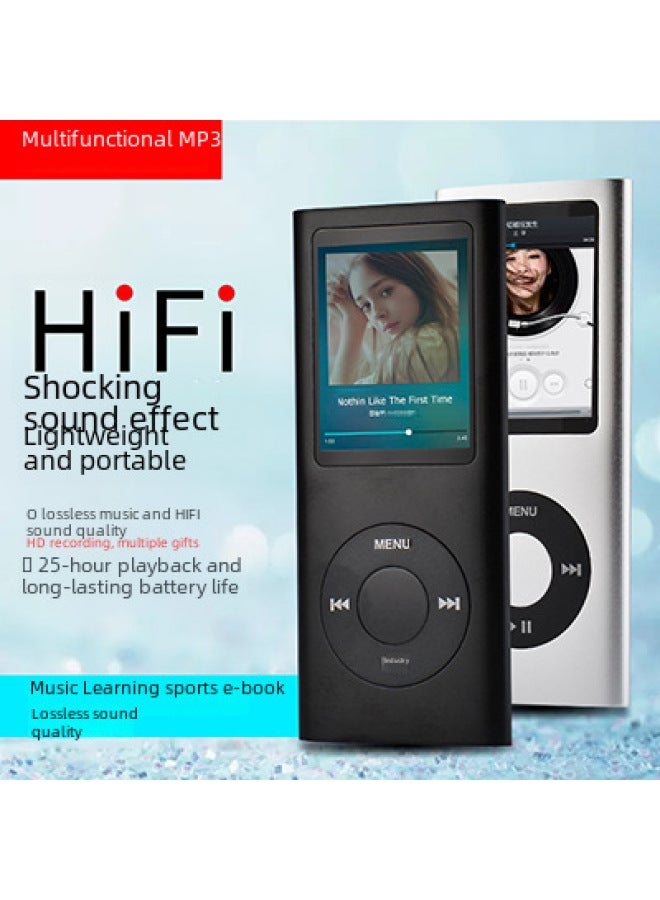 Four Generation Card With Screen MP3 Student Universal English Digital Player Mp4 Ultra-thin Walkman Metal Music-Body Color:Silver Card-Memory Capacity:32GB Memory Card  - Image 2