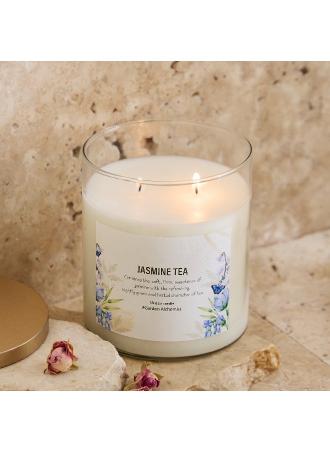 Home Box Aure Jasmine Tea Fragrance Jar Candle with Metal Lid - 510 g  - Image 2