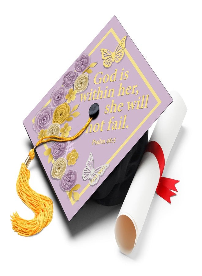 ADVANSYNC God Is Within Her, She Will Not Fail Graduation Cap Topper - Image 1