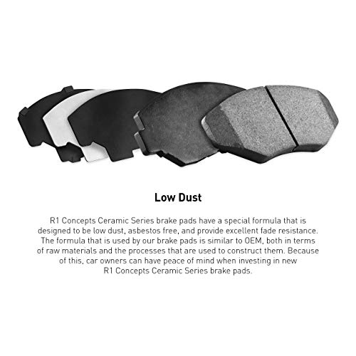 R1 Concepts Front Ceramic Series Brake Pads With Rubber Steel Rubber Shims| Fits 2007-2017 Toyota Camry, 2007-2018 Lexus ES350, 2008-2018 Toyota Avalon, 2013-2018 Lexus ES300h - Image 3