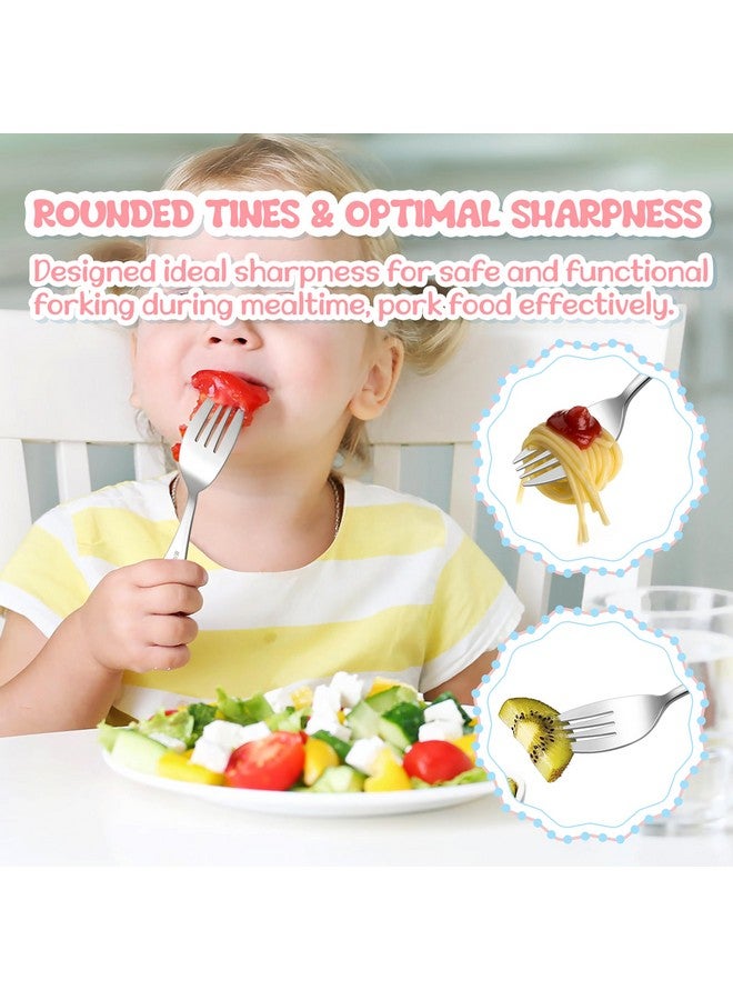 TeamFar تيمفار 6 قطع أدوات للأطفال، أدوات مائدة من الفولاذ المقاوم للصدأ للأطفال، شوكات وملاعق صغيرة للأطفال، مجموعة أدوات مائدة آمنة للأطفال - 3 شوكات و 3 ملاعق، سطح مرآة، آمنة للغسالة - Image 5
