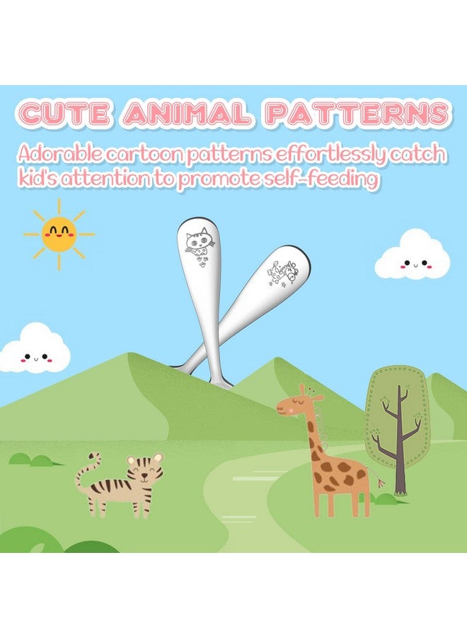 TeamFar تيمفار 6 قطع أدوات للأطفال، أدوات مائدة من الفولاذ المقاوم للصدأ للأطفال، شوكات وملاعق صغيرة للأطفال، مجموعة أدوات مائدة آمنة للأطفال - 3 شوكات و 3 ملاعق، سطح مرآة، آمنة للغسالة - Image 4