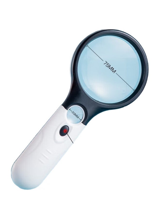 JAJALIN Handheld Magnifying Glass For Elderly, High-Definition Newspaper Reading With Light, Student Dual Lens 20X Auxiliary Lens, Main Lens 3-5X - Image 1