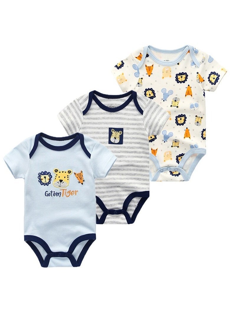 Baby Pure Cotton Jumpsuit Short-sleeved Crawling Suit Three-piece Set - Image 1
