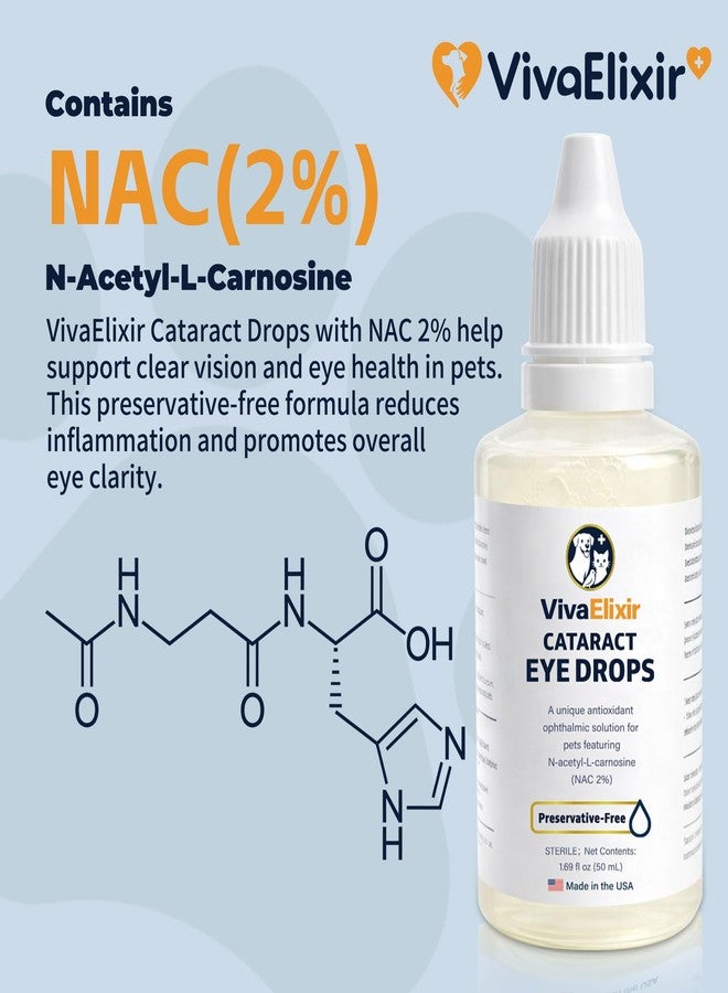 VivaElixir Dog Eye Drops, Cataract Eye Drops for Dogs, Daily Eye Care for Moisture, Comfort & Cleanliness, Tear Stain Support, Lubricating Ophthalmic Solution & Sodium Hyaluronate, Gentle Formul -50ML - Image 3
