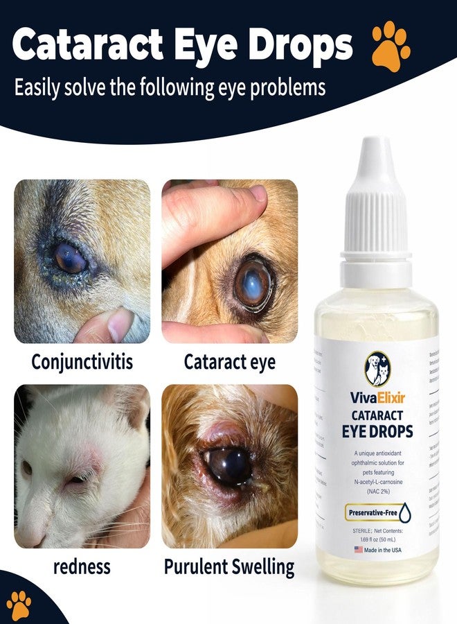 VivaElixir Dog Eye Drops, Cataract Eye Drops for Dogs, Daily Eye Care for Moisture, Comfort & Cleanliness, Tear Stain Support, Lubricating Ophthalmic Solution & Sodium Hyaluronate, Gentle Formul -50ML - Image 4