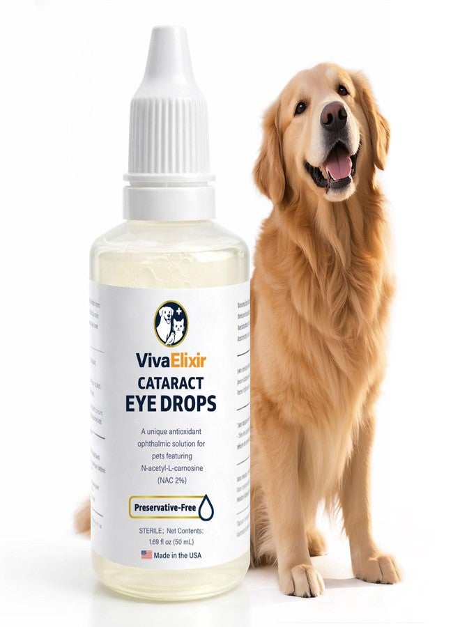 VivaElixir Dog Eye Drops, Cataract Eye Drops for Dogs, Daily Eye Care for Moisture, Comfort & Cleanliness, Tear Stain Support, Lubricating Ophthalmic Solution & Sodium Hyaluronate, Gentle Formul -50ML - Image 1